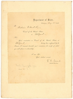1861 William Seward Signed Official Document (PSA/DNA)